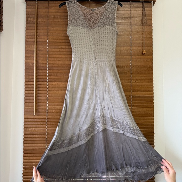 Komaro Beaded Charmeuse & Cliffon Tiered Dress withh Jacket - Picture 8 of 14